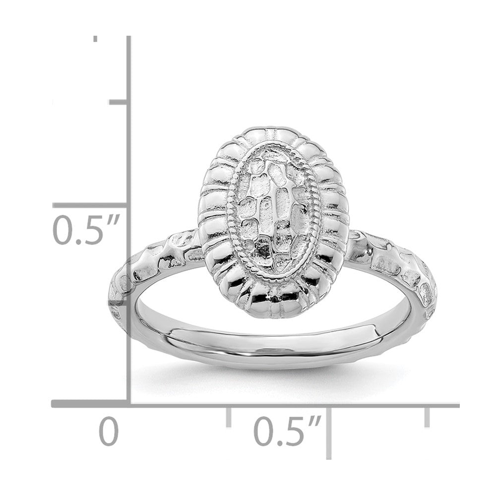 Sterling Silver Stackable Expressions Rhodium-plated Oval Ring