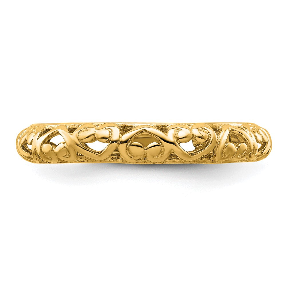 Sterling Silver Stackable Expressions Gold-plated Carved Ring