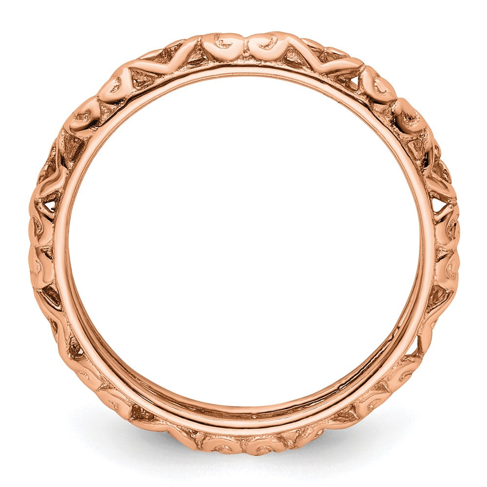 Sterling Silver Stackable Expressions Pink-plated Carved Ring