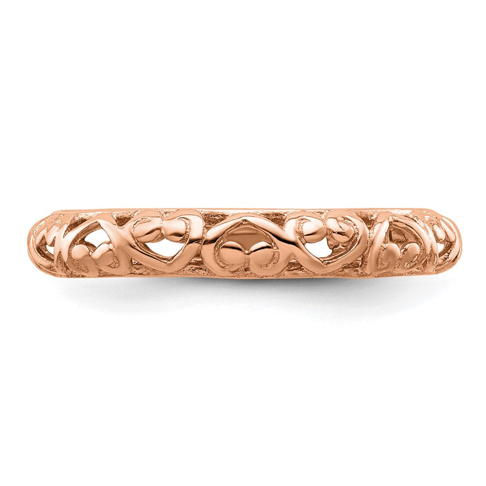Sterling Silver Stackable Expressions Pink-plated Carved Ring