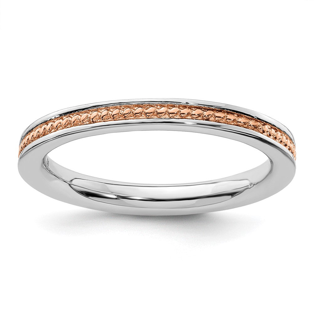Sterling Silver Stackable Expressions Pink-plated Channeled Ring