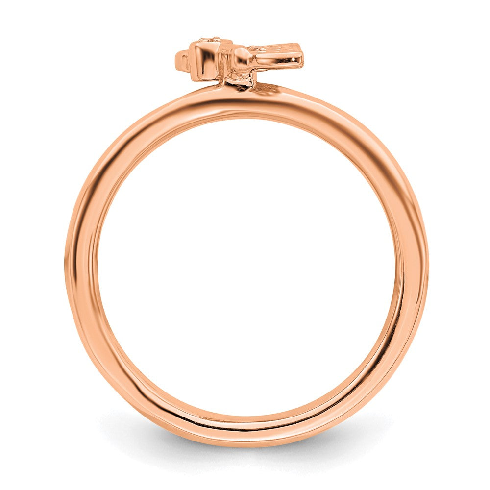 SS Stackable Expressions Rose Gold-plated Butterfly w/Diamond Ring