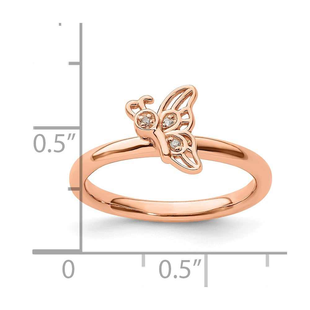 SS Stackable Expressions Rose Gold-plated Butterfly w/Diamond Ring
