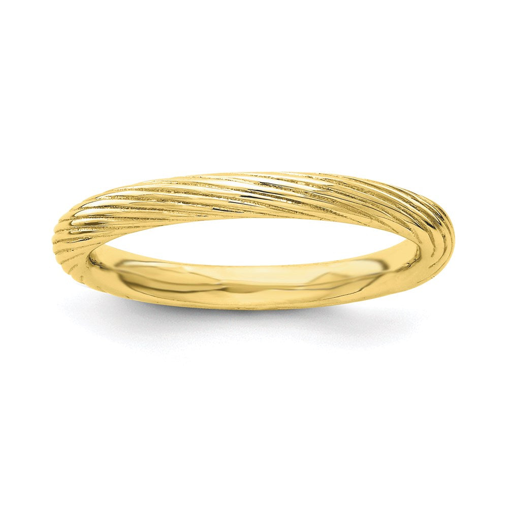 Sterling Silver Stackable Expressions Gold-plated Textured Ring
