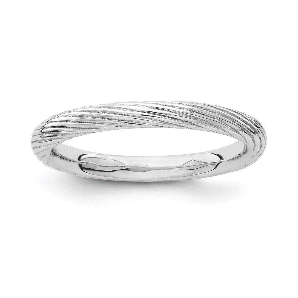 Sterling Silver Stackable Expressions Rhodium Textured Ring