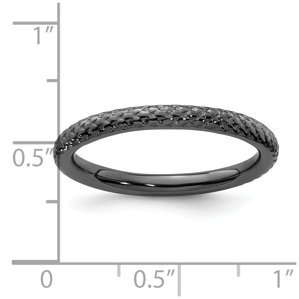 Sterling Silver Stackable Expressions Black-plated Cable Ring