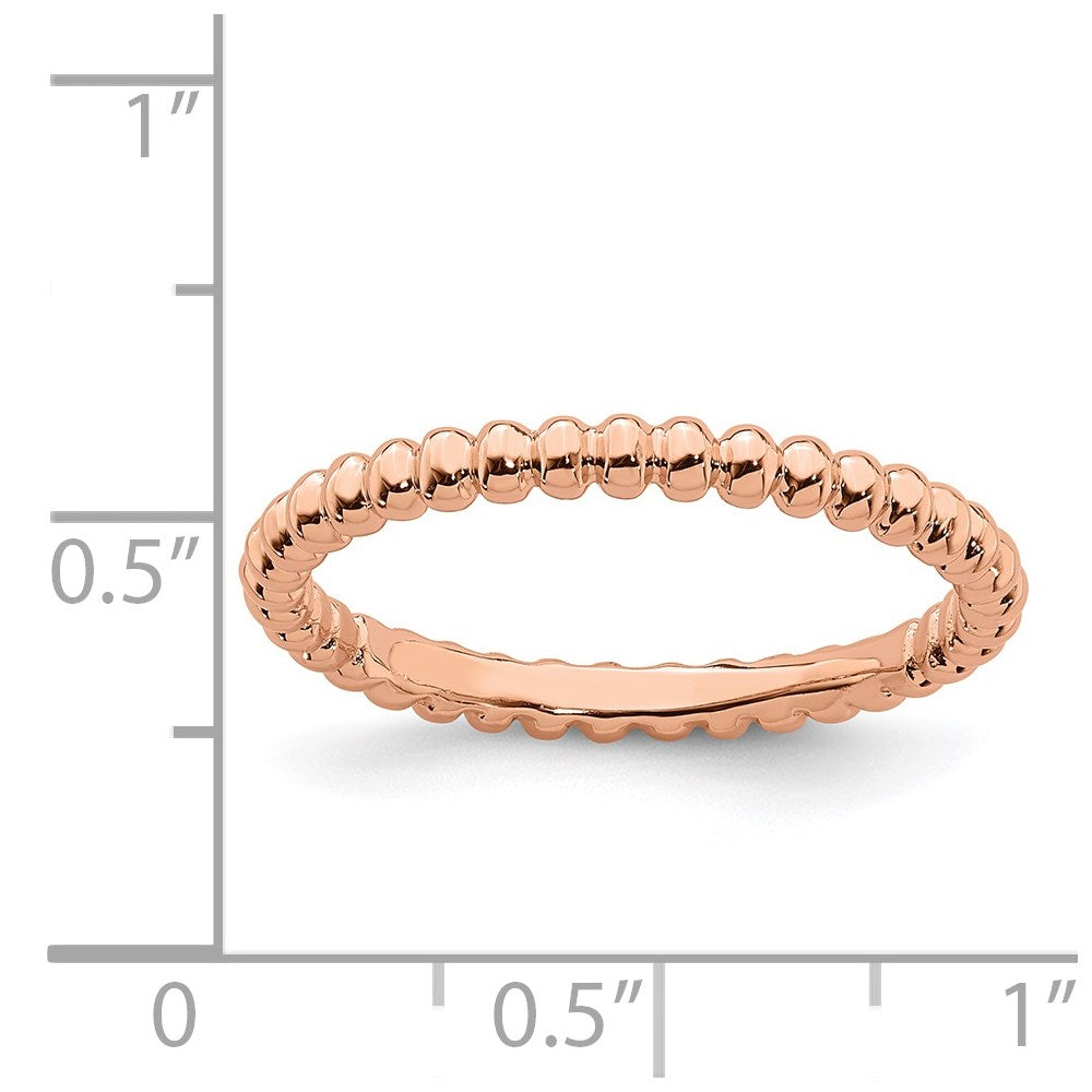 Sterling Silver Stackable Expressions Pink-plated Beaded Ring