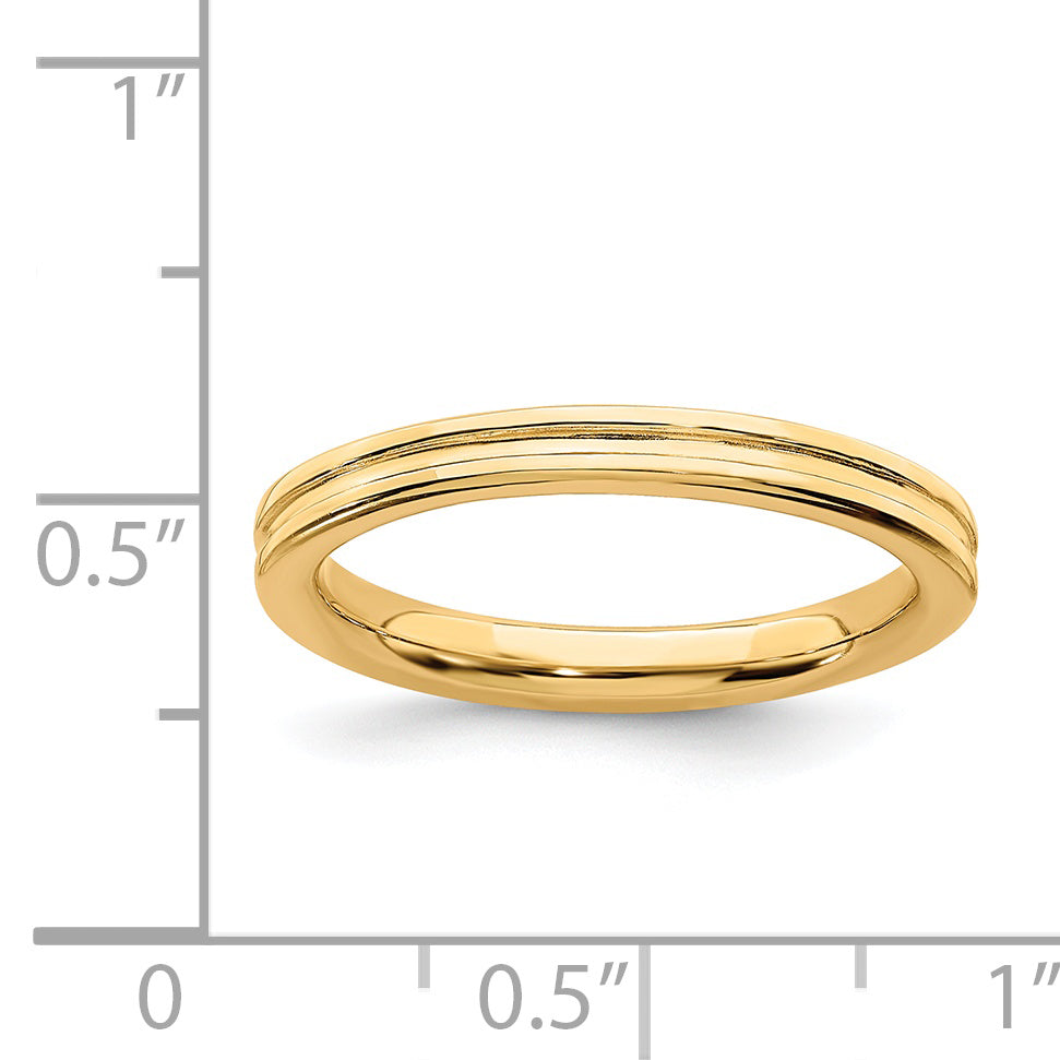 Sterling Silver Stackable Expressions Gold-plated Grooved Ring