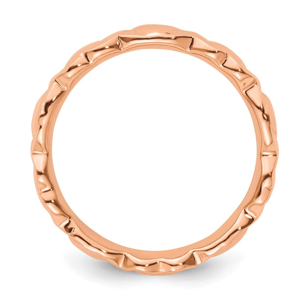 Sterling Silver Stackable Expressions Pink-plated Hearts Ring