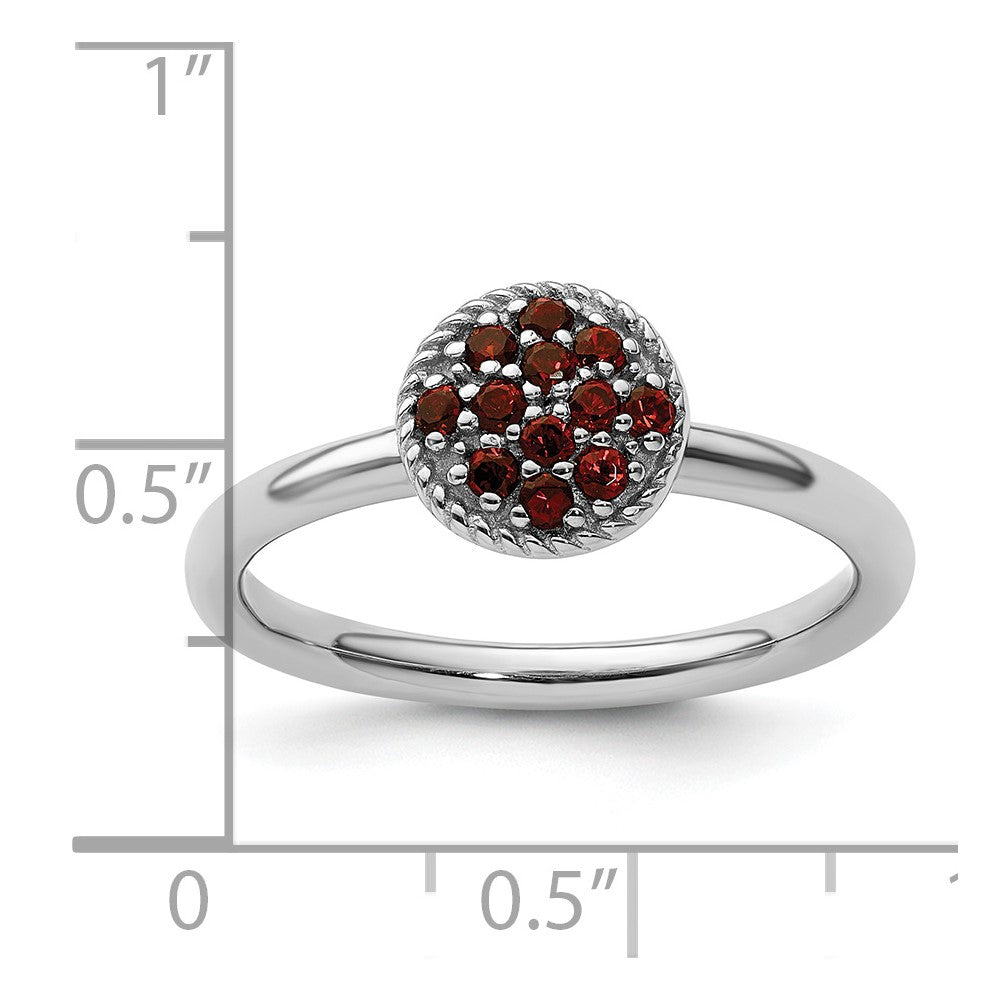 Sterling Silver Stackable Expressions Garnet Rhodium Ring