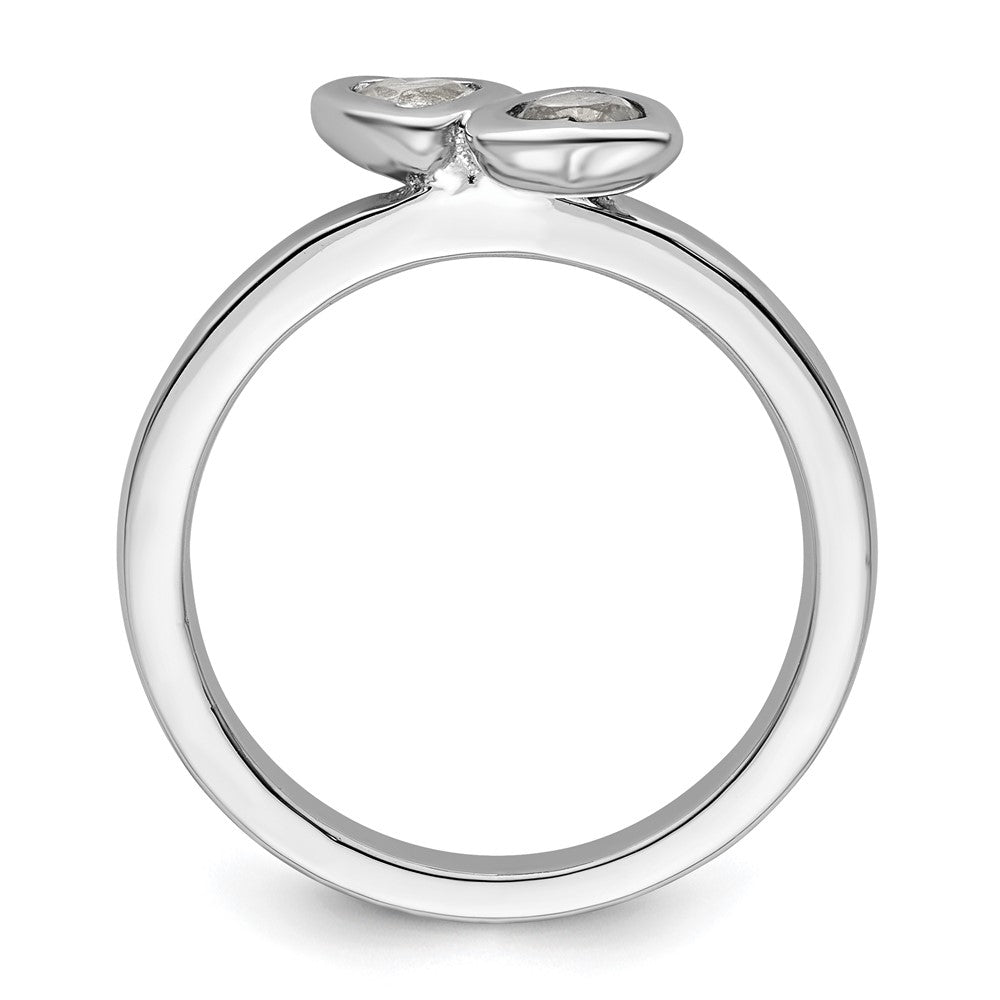 Sterling Silver Stackable Expressions White Topaz Double Heart Ring