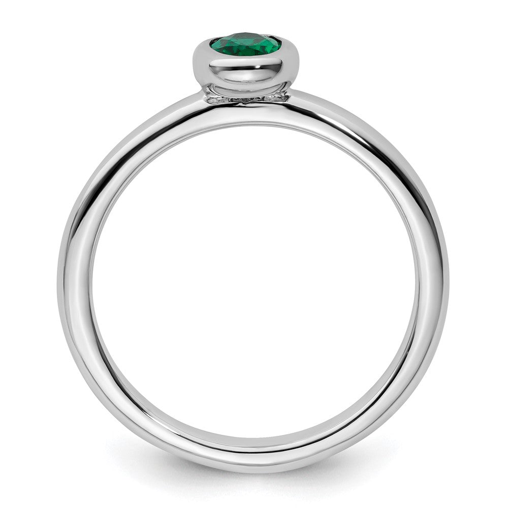 Sterling Silver Stackable Expressions Oval Created Emerald Ring
