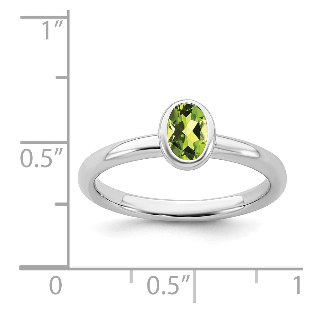 Sterling Silver Stackable Expressions Oval Peridot Ring
