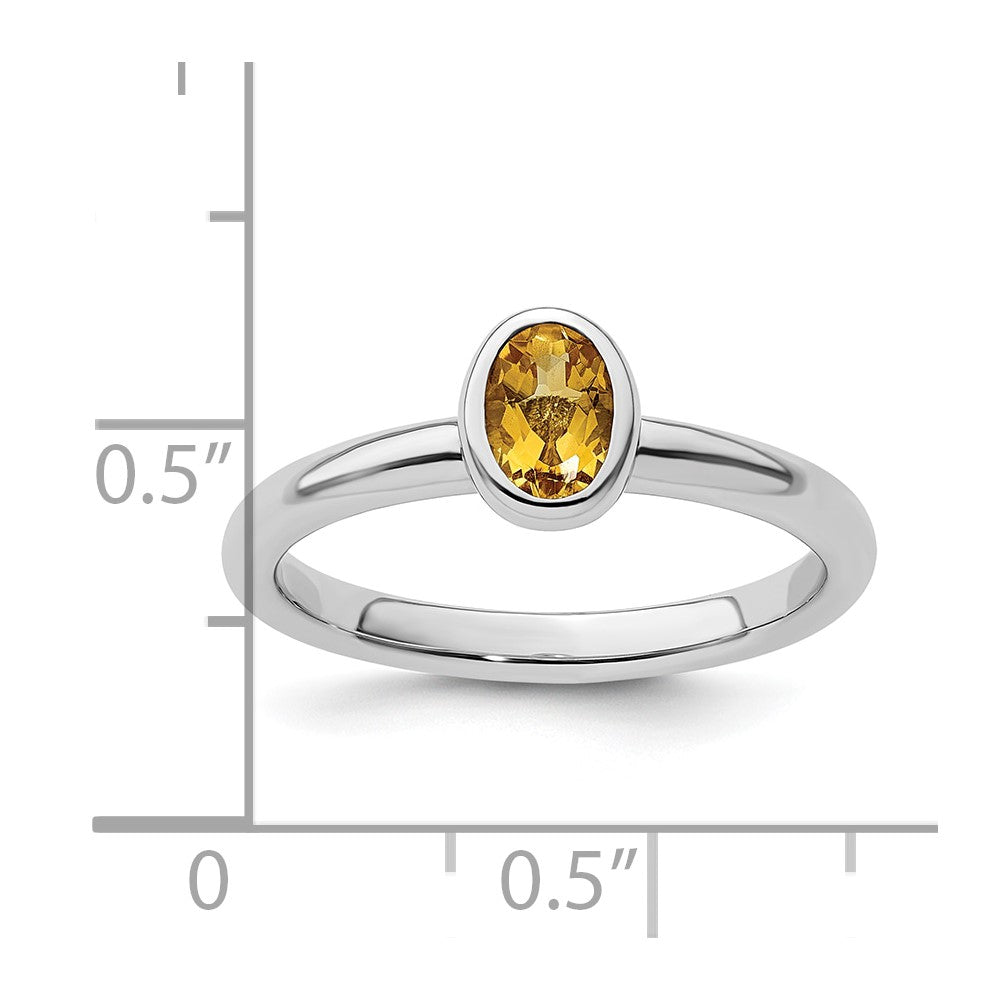 Sterling Silver Stackable Expressions Oval Citrine Ring