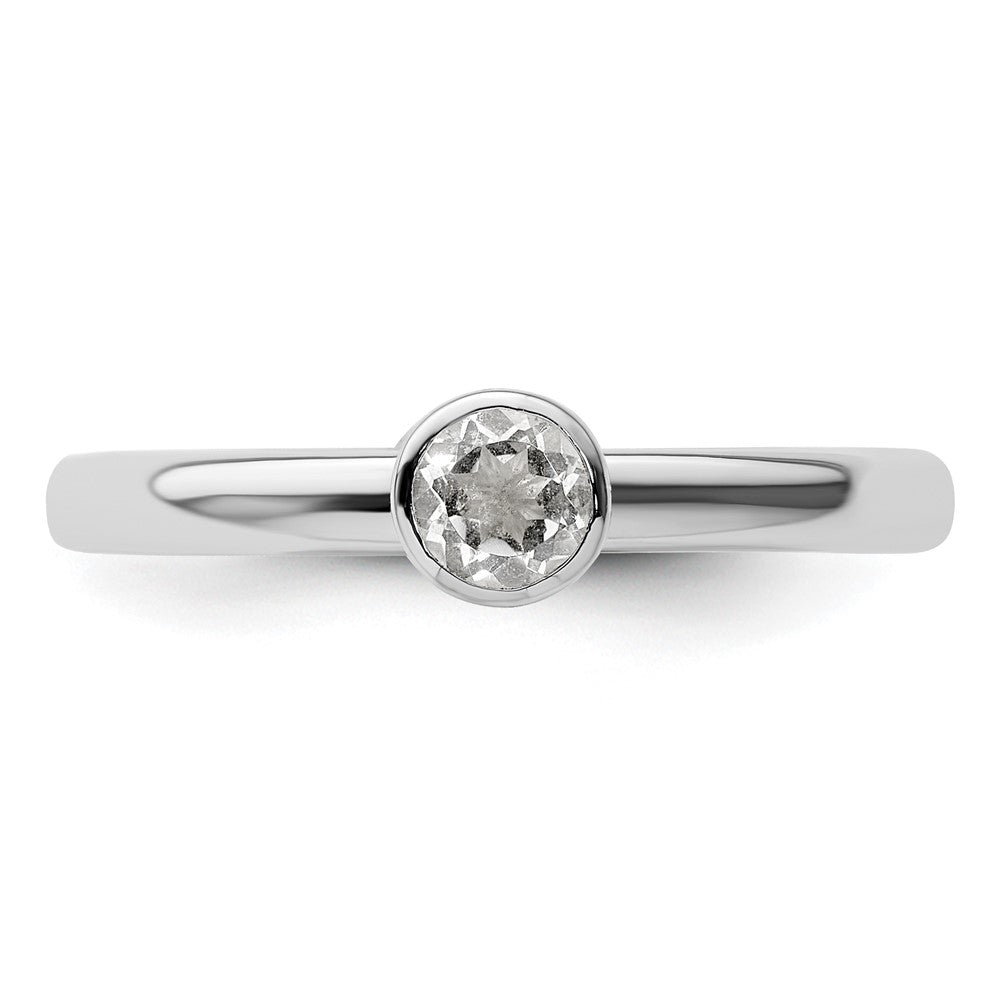 Sterling Silver Stackable Expressions High 4mm Round White Topaz Ring