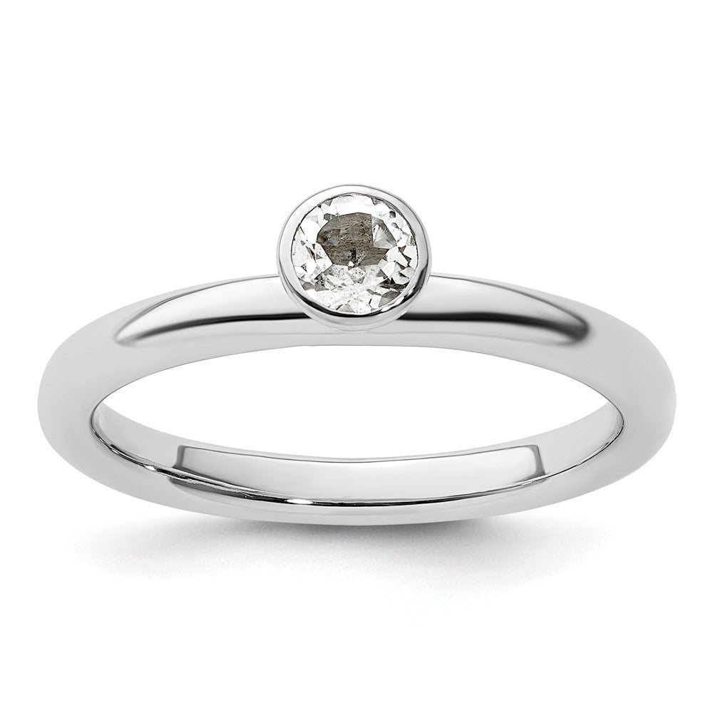 Sterling Silver Stackable Expressions High 4mm Round White Topaz Ring