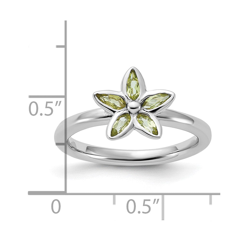 Sterling Silver Stackable Expressions Peridot Flower Ring