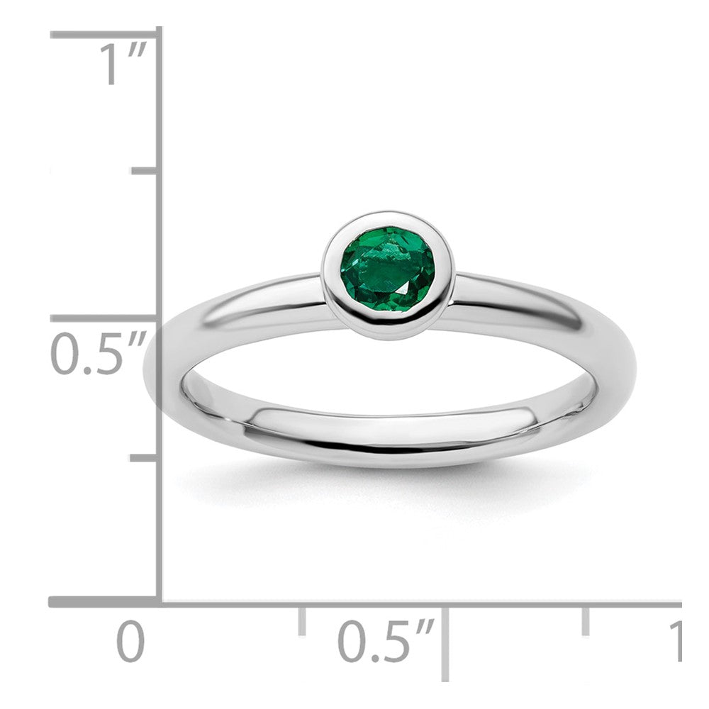 Sterling Silver Stackable Expressions Low 4mm Round Cr. Emerald Ring