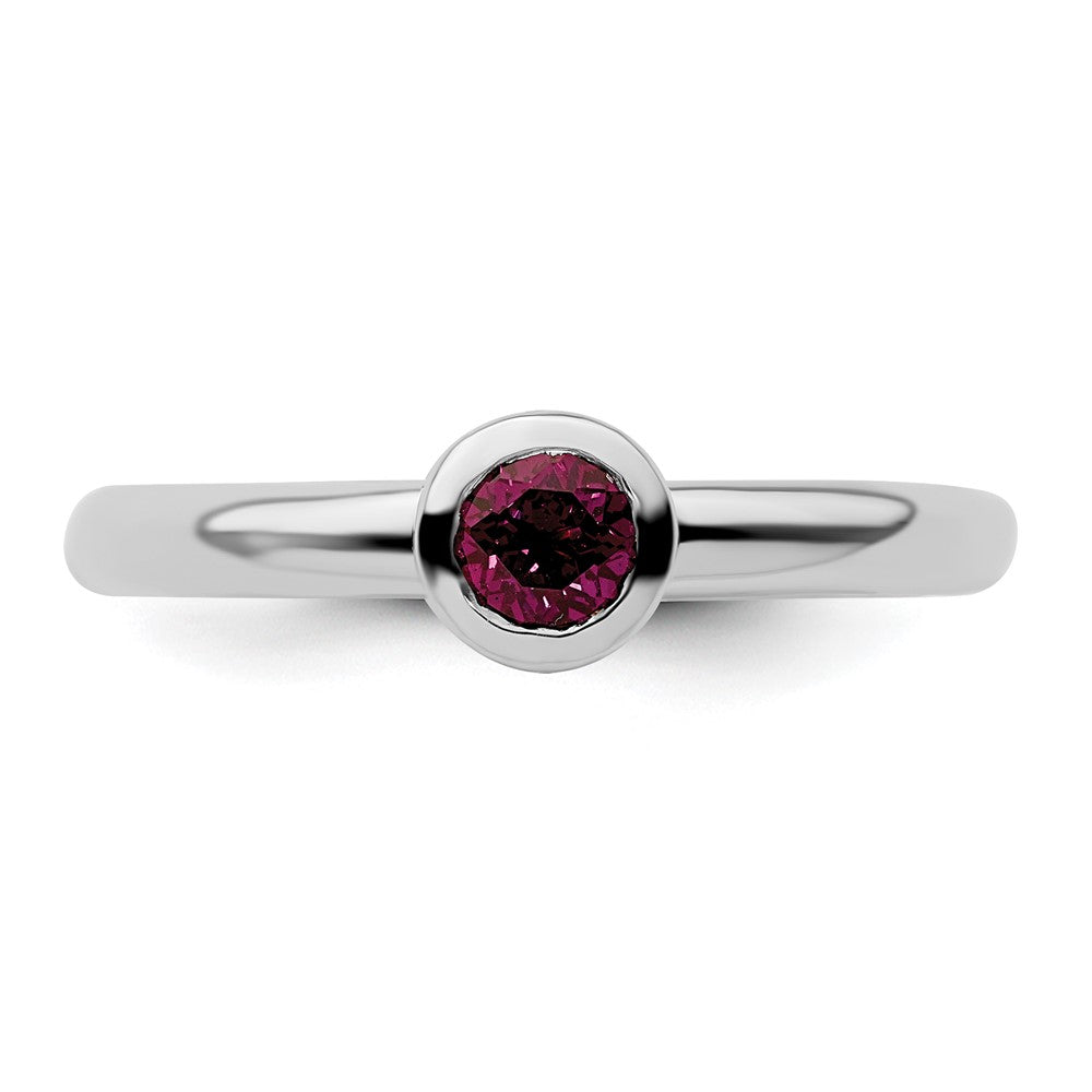 SS Stackable Expressions Low 4mm Round Rhodolite Garnet Ring
