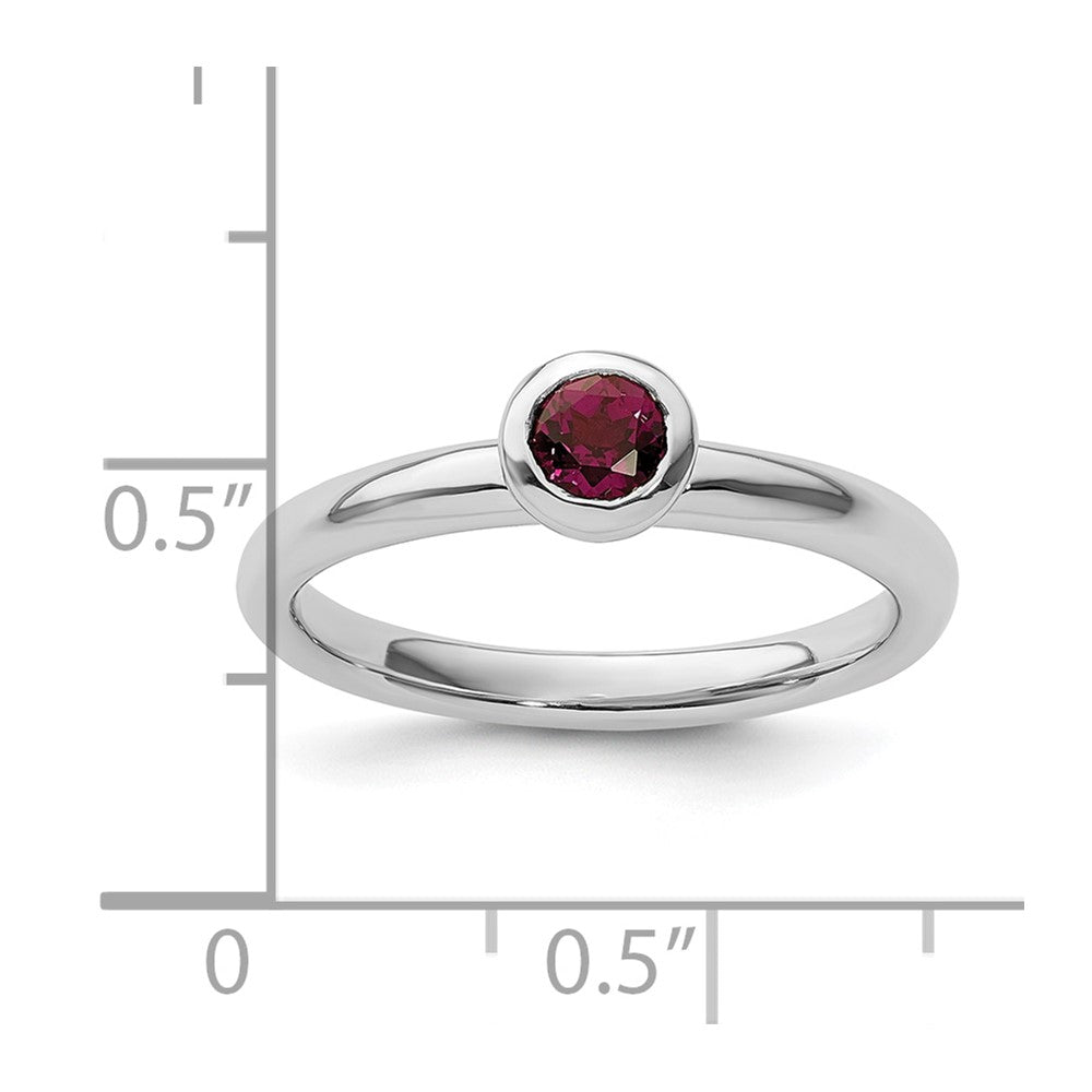 SS Stackable Expressions Low 4mm Round Rhodolite Garnet Ring