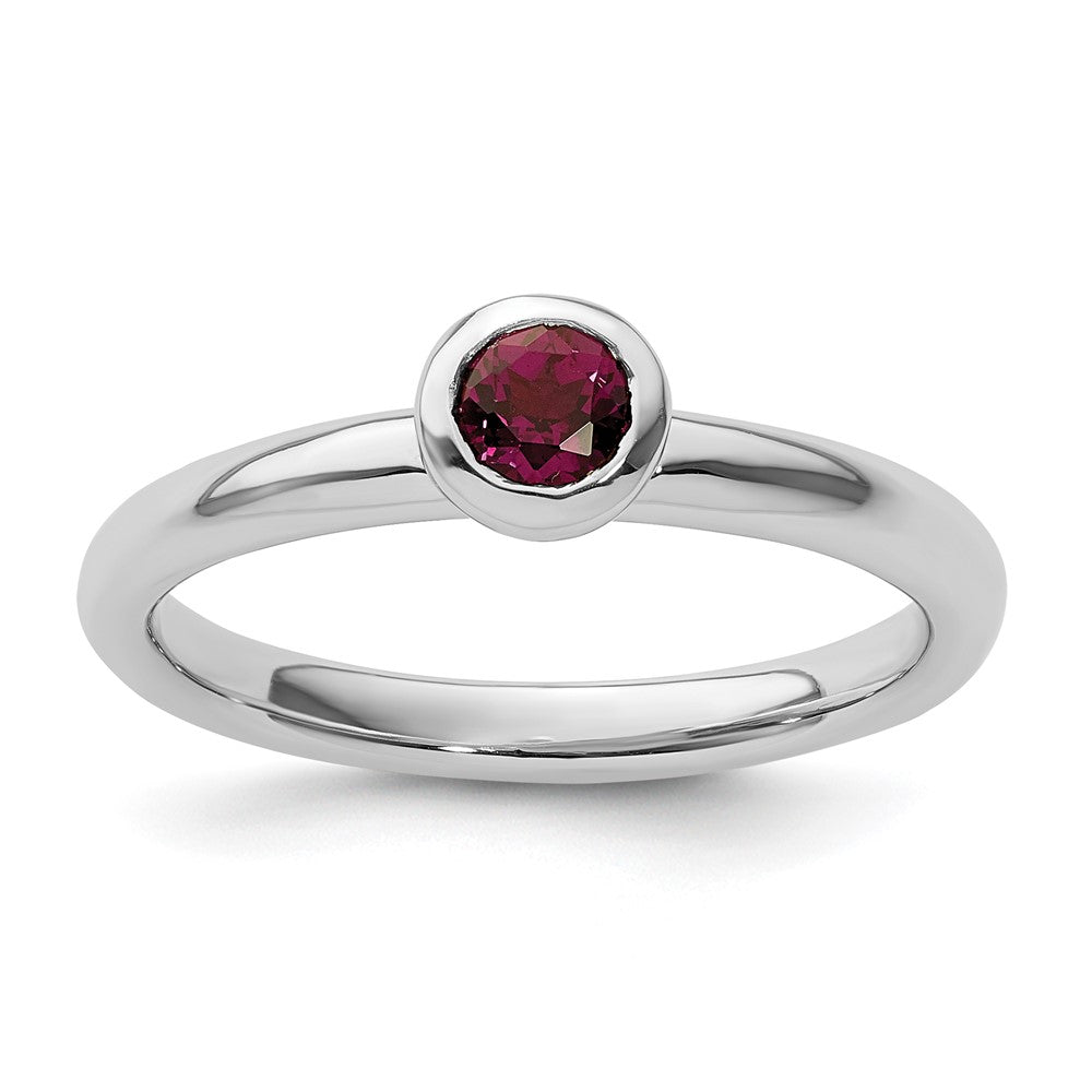 SS Stackable Expressions Low 4mm Round Rhodolite Garnet Ring