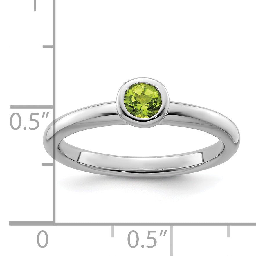 Sterling Silver Stackable Expressions Low 4mm Round Peridot Ring
