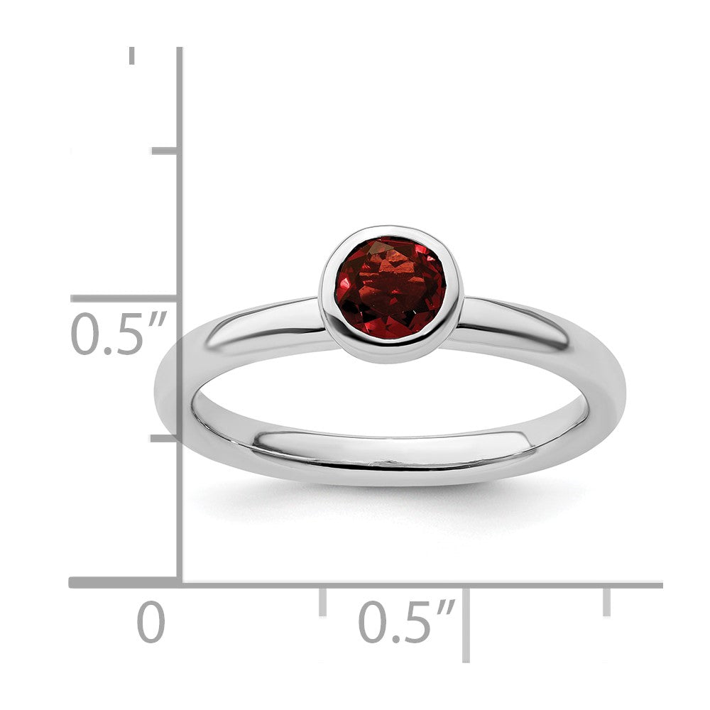Sterling Silver Stackable Expressions Low 5mm Round Garnet Ring