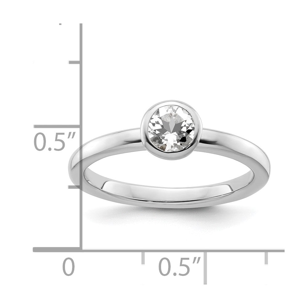 Sterling Silver Stackable Expressions Low 5mm Round White Topaz Ring