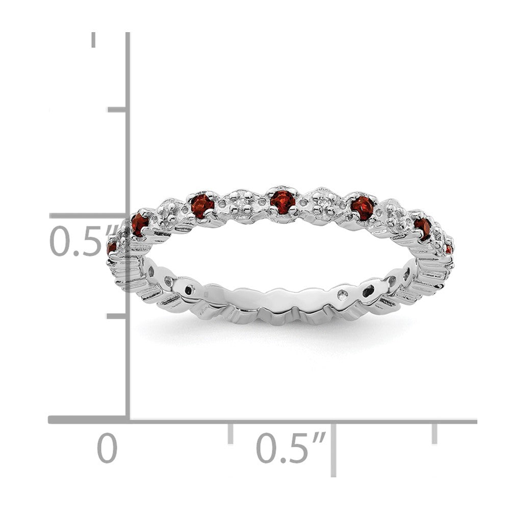 Sterling Silver Stackable Expressions Garnet & Diamond Ring