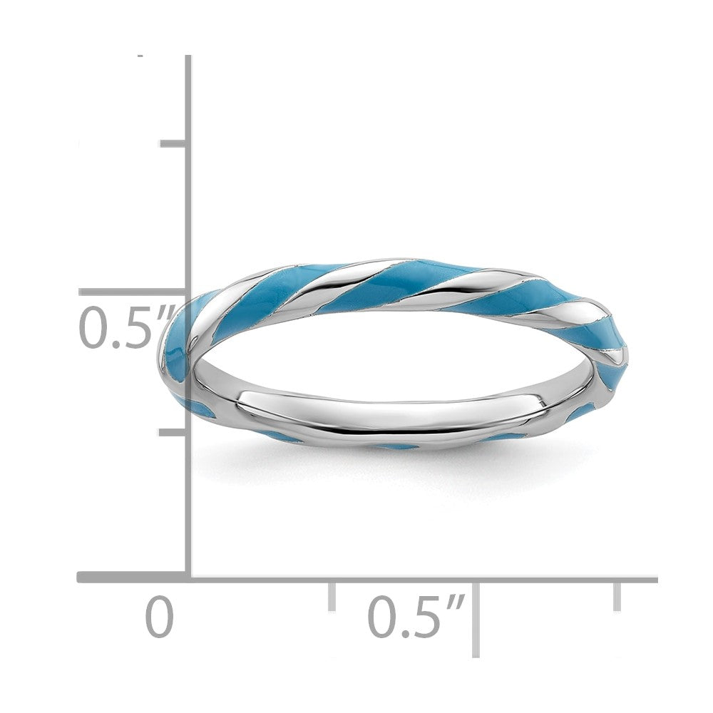 Sterling Silver Stackable Expressions Twisted Blue Enameled Ring