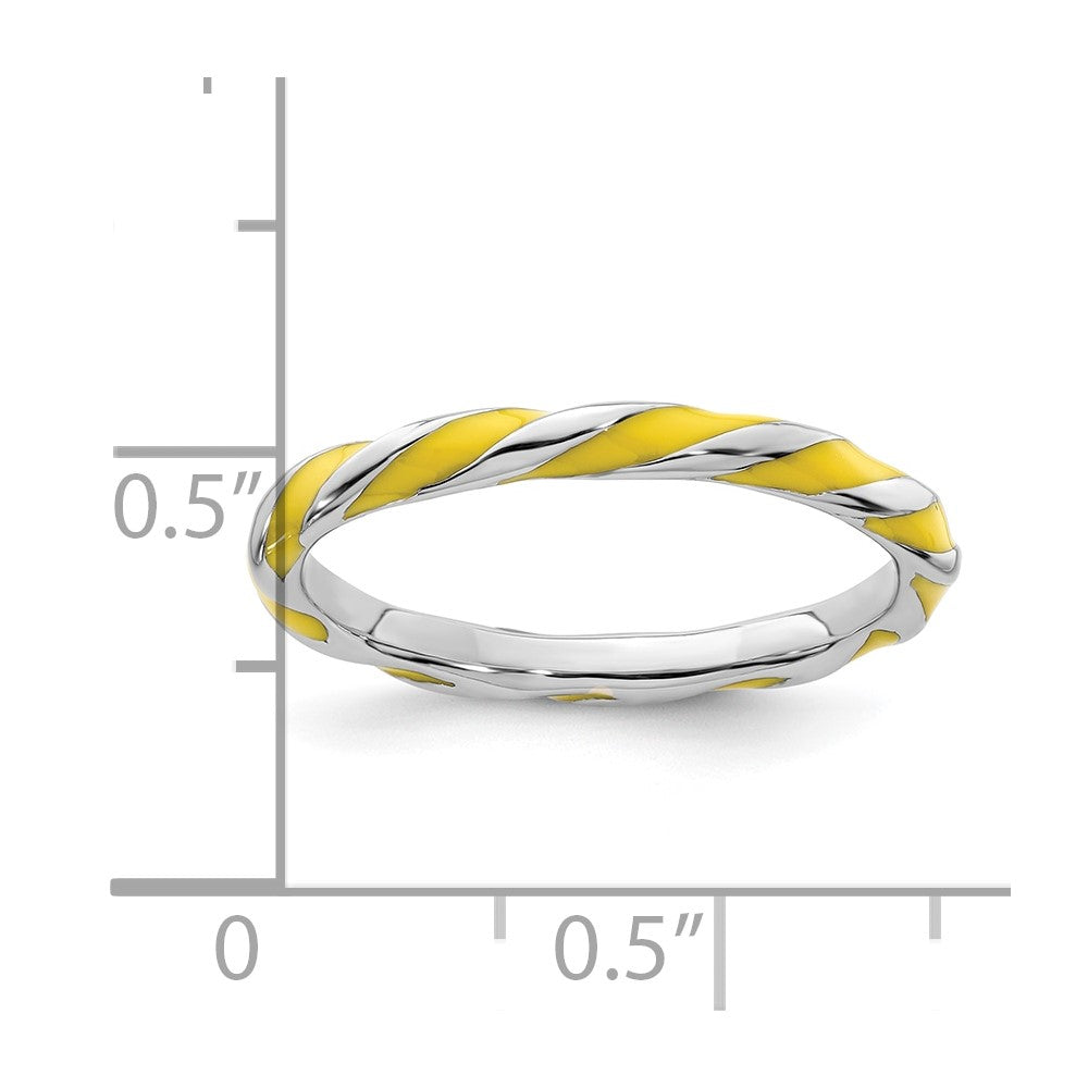 Sterling Silver Stackable Expressions Twisted Yellow Enameled Ring