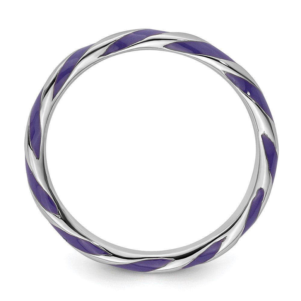 Sterling Silver Stackable Expressions Twisted Purple Enameled Ring