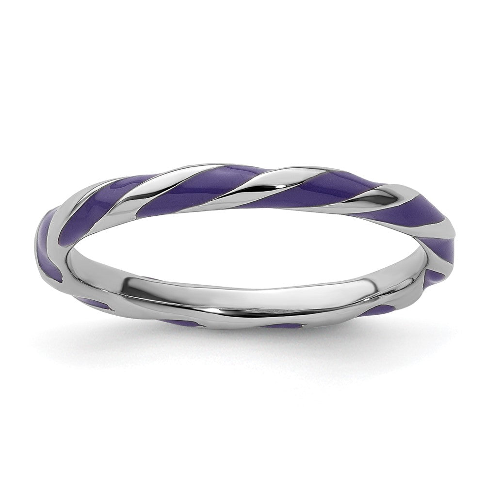 Sterling Silver Stackable Expressions Twisted Purple Enameled Ring