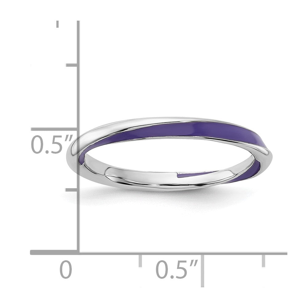 Sterling Silver Stackable Expressions Twisted Purple Enameled Ring
