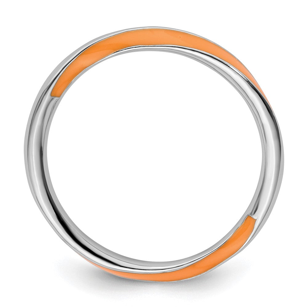 Sterling Silver Stackable Expressions Twisted Orange Enameled Ring