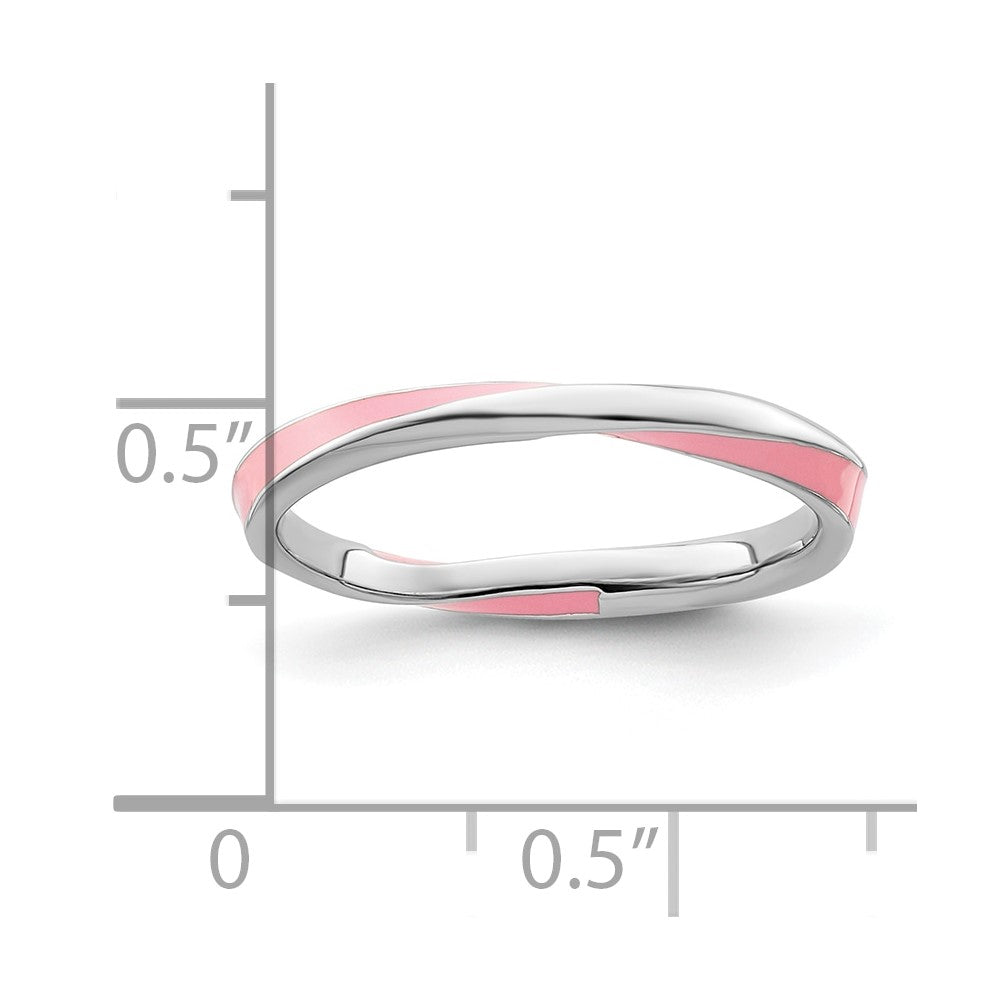 Sterling Silver Stackable Expressions Twisted Pink Enameled Ring