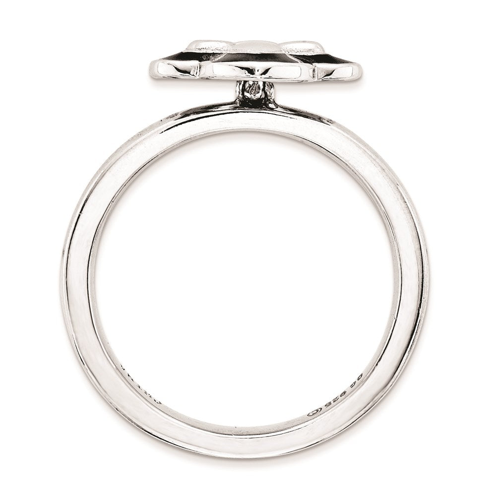 Sterling Silver Stackable Expressions Polished Enameled Fleur De Lis Ring