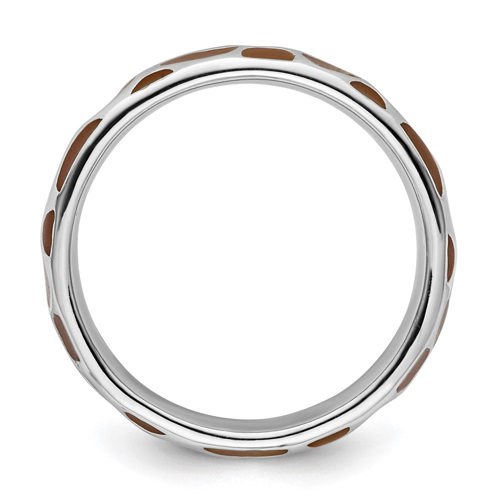 Sterling Silver Stackable Expressions Polished Enameled Animal Print Ring