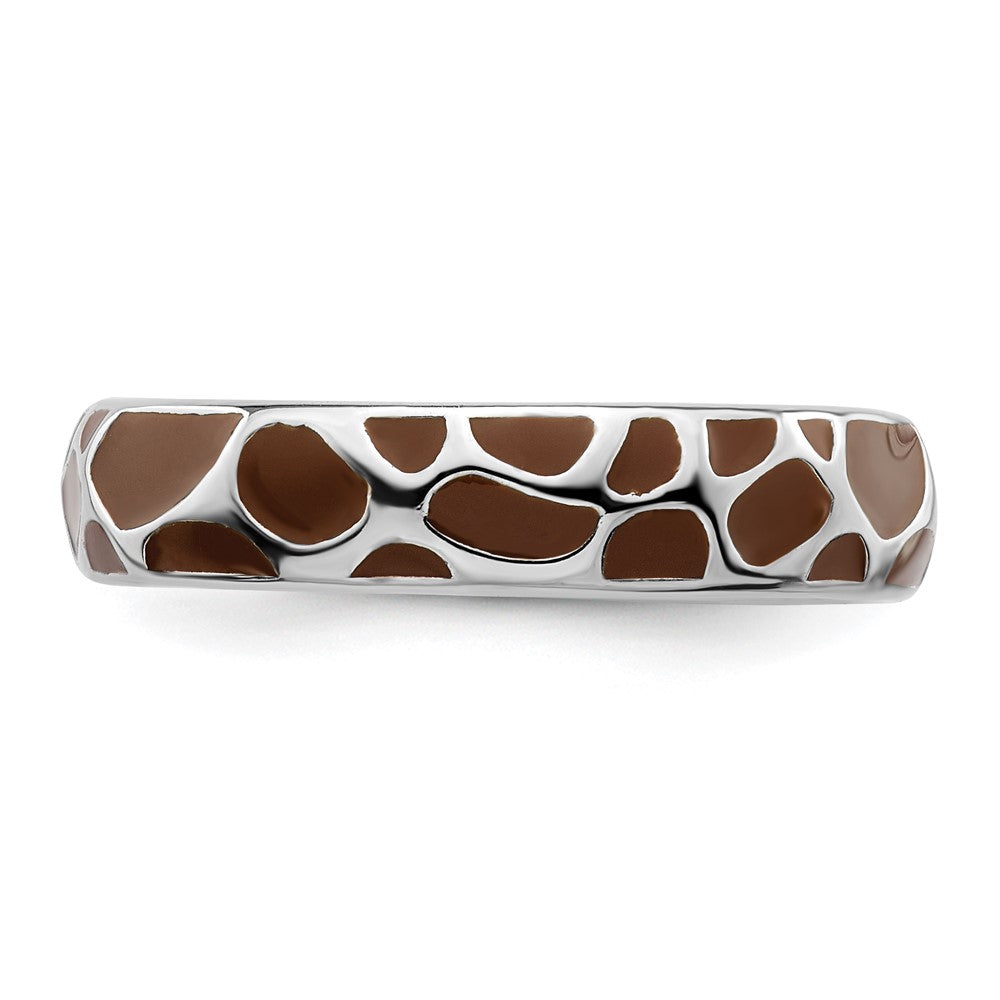Sterling Silver Stackable Expressions Polished Enameled Animal Print Ring