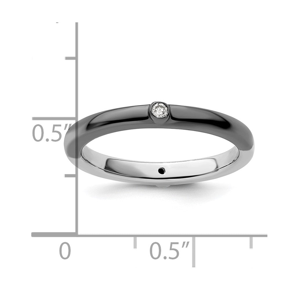 Sterling Silver Stackable Expressions Polished Half White/Black Dia Ring