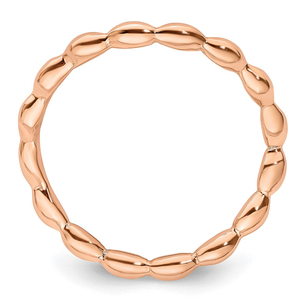 Sterling Silver Stackable Expressions Polished Pink-plate Wave Ring