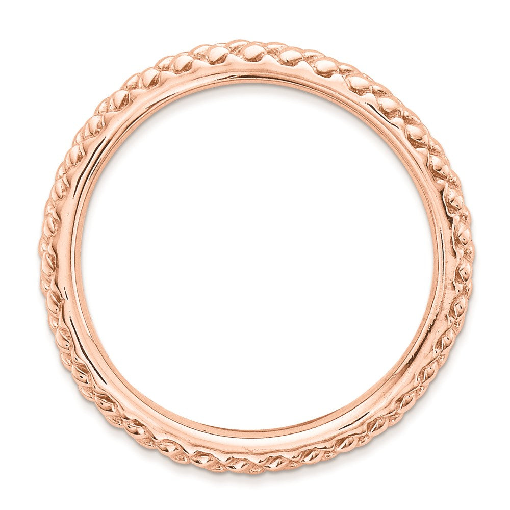 Sterling Silver Stackable Expressions Polished Pink-plate Wave Ring