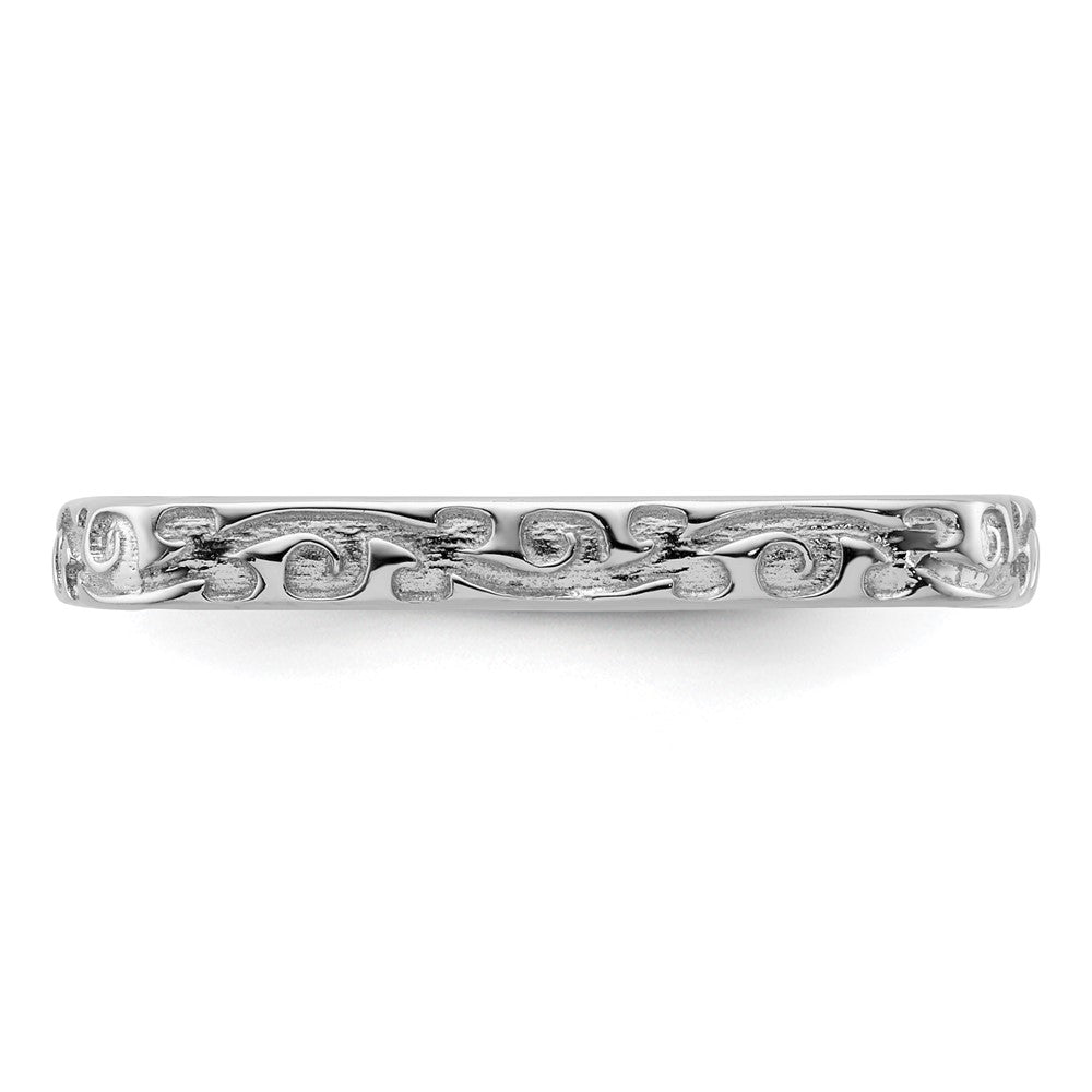 Sterling Silver Stackable Expressions Polished Rhodium-plated Square Ring