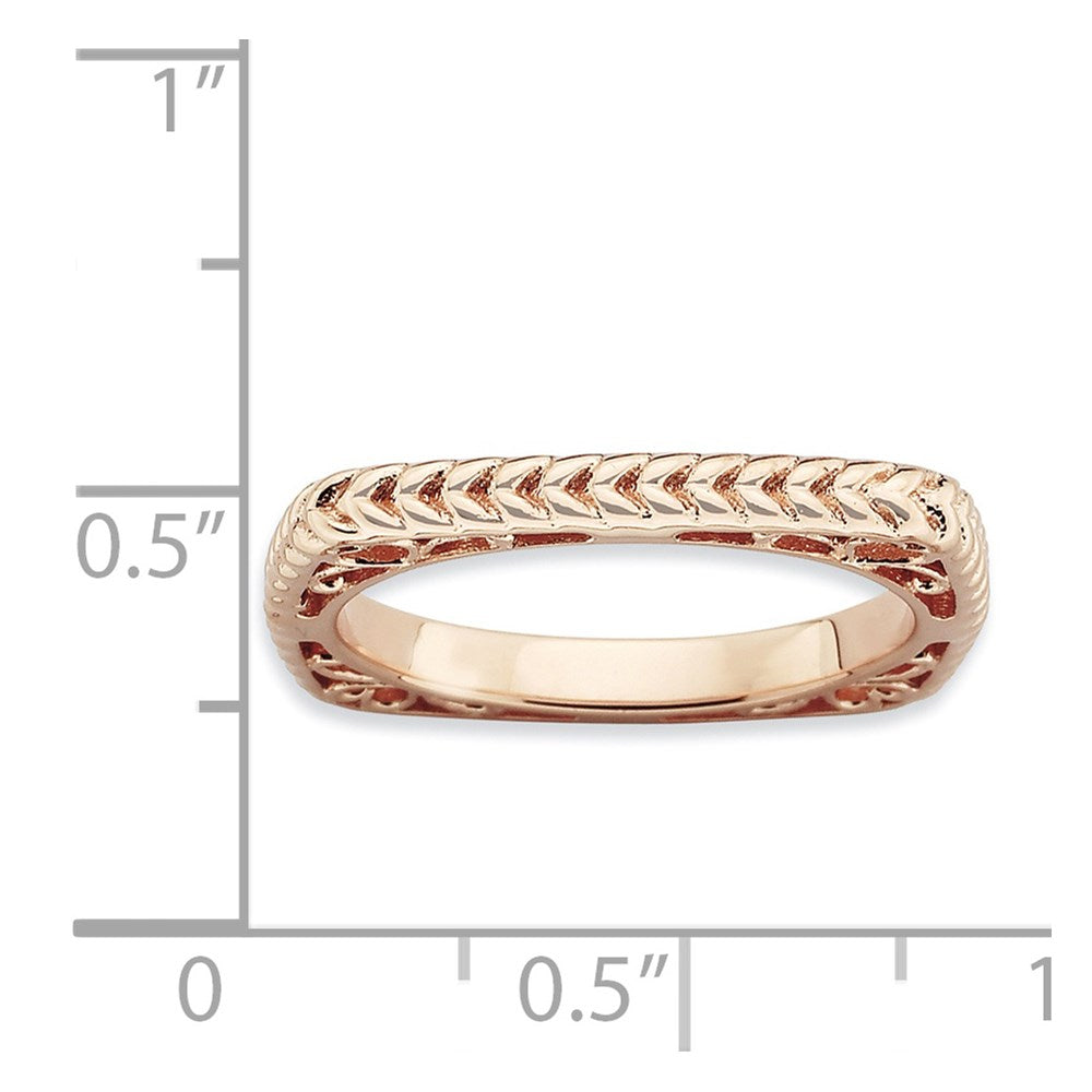 Sterling Silver Stackable Expressions Polished Pink-plate Square Ring