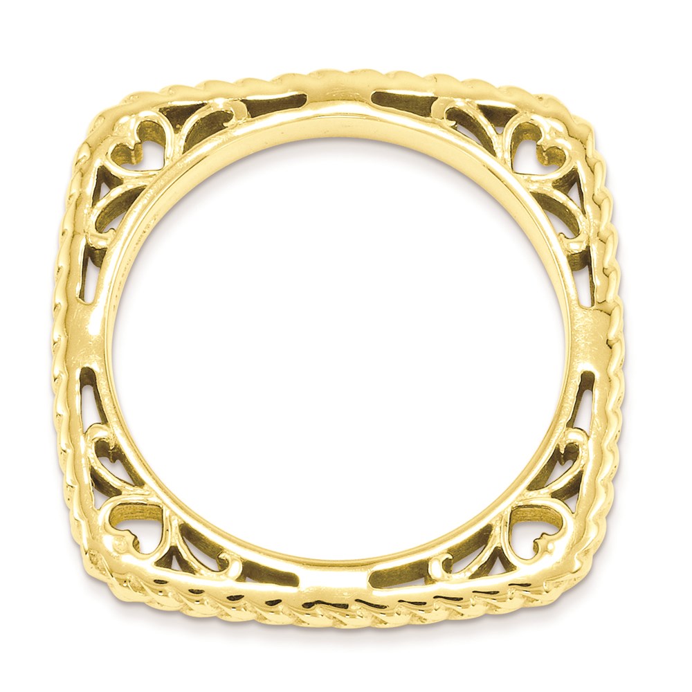 Sterling Silver Stackable Expressions Polished Gold-plate Square Ring