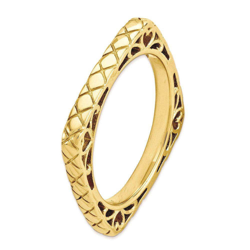 Sterling Silver Stackable Expressions Polished Gold-plate Square Ring