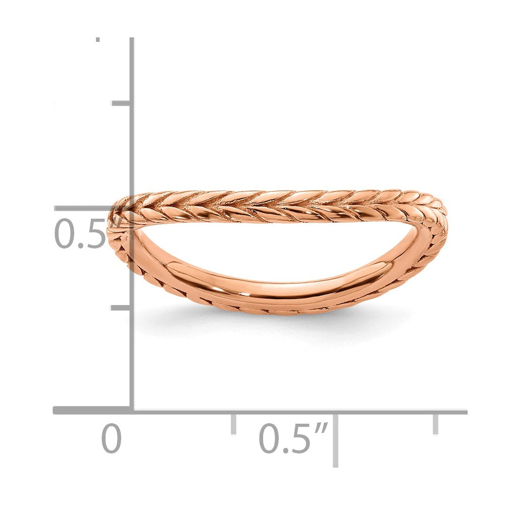 Sterling Silver Stackable Expressions Polished Pink-plated Wave Ring