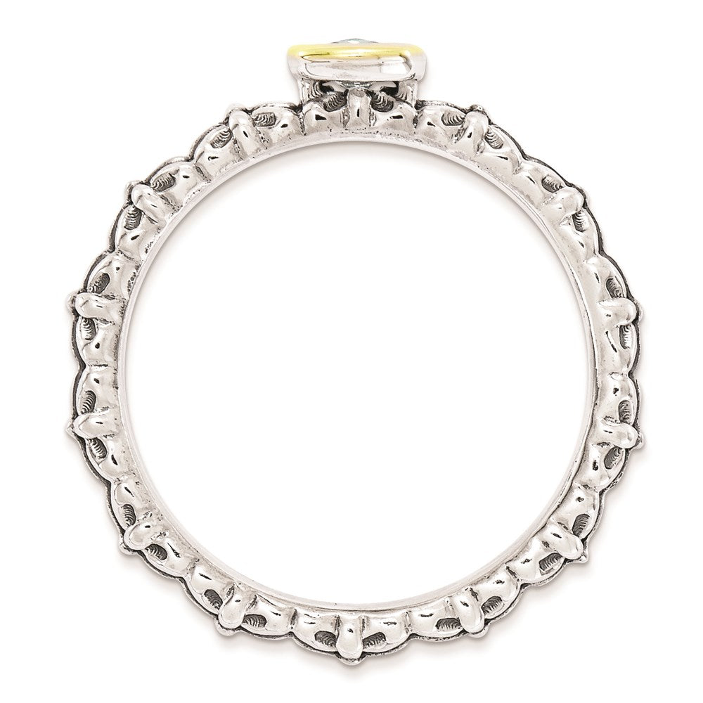 Sterling Silver & 14k Stackable Expressions Checker-cut Blue Topaz Ring