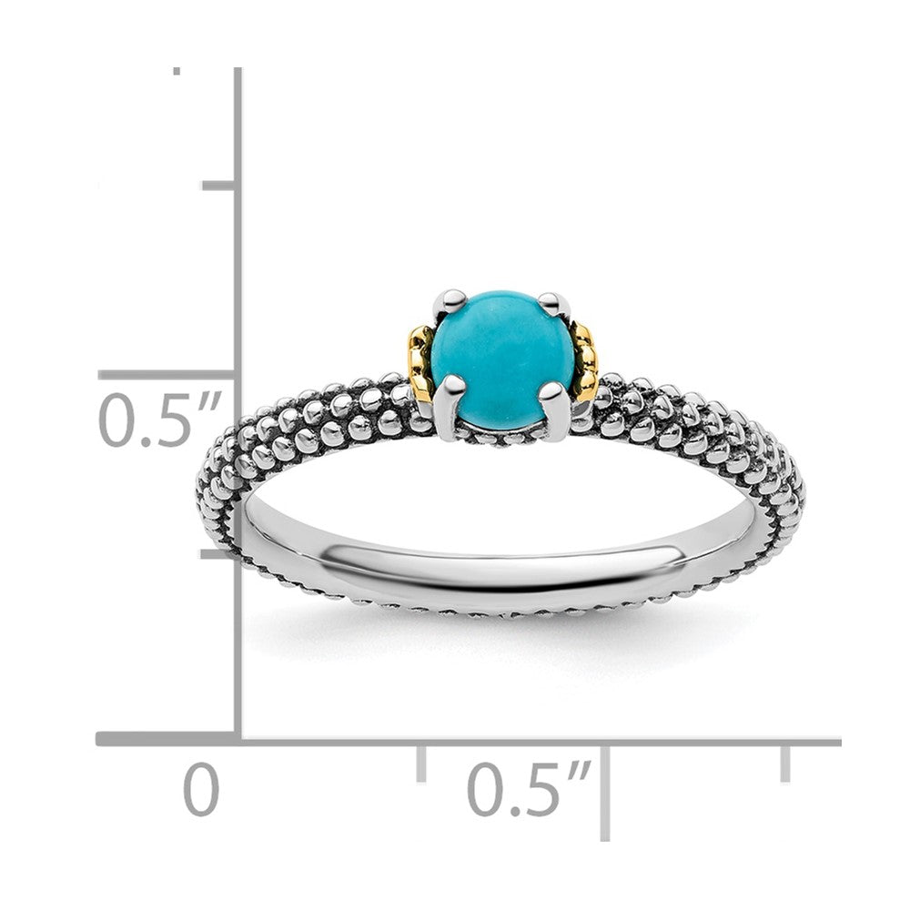 Sterling Silver & 14k Stackable Expressions Turquoise Antiqued Ring