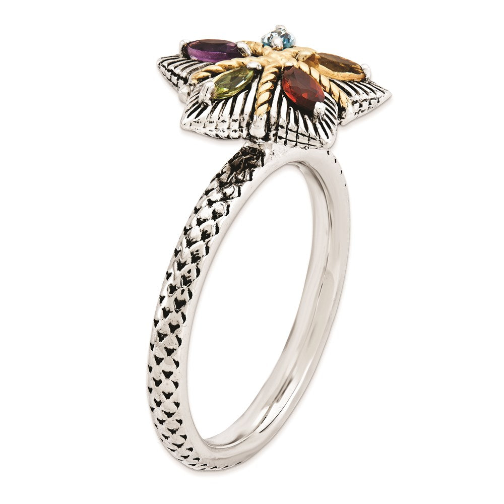Sterling Silver & 14k Stackable Expressions Gemstone Antiqued Ring